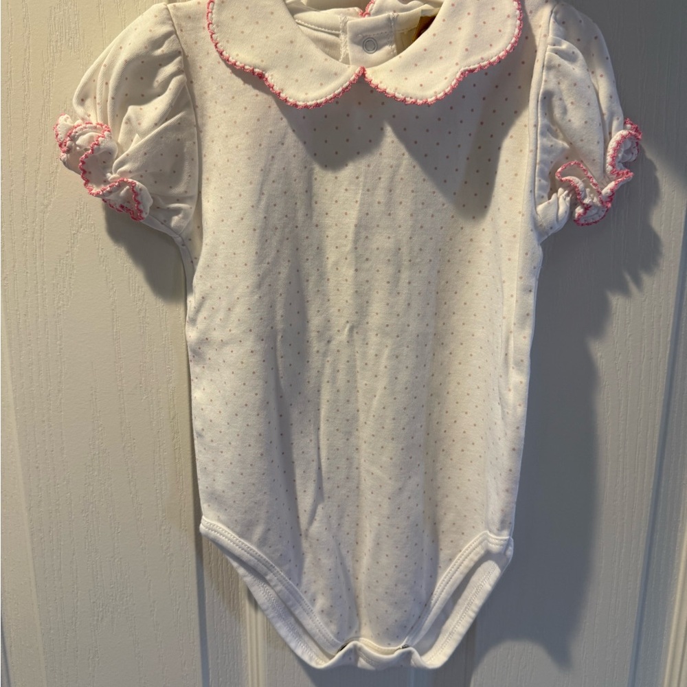 The Beaufort Bonnet Company White Bodysuit with Pink Trim